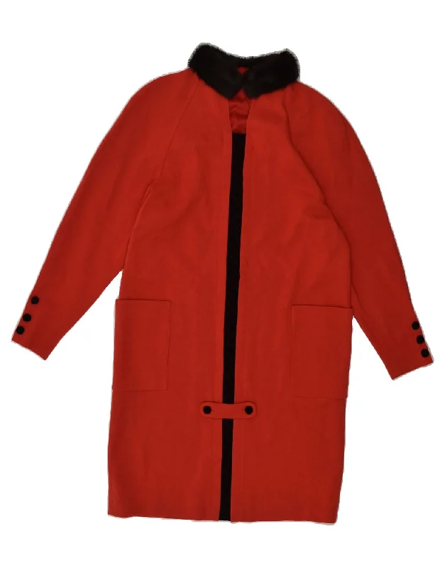 VINTAGE Womens Overcoat IT 46 Large Red