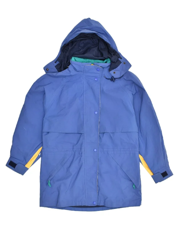 EDDIE BAUER Womens Hooded Windbreaker Coat UK 14 Medium Blue Polyester