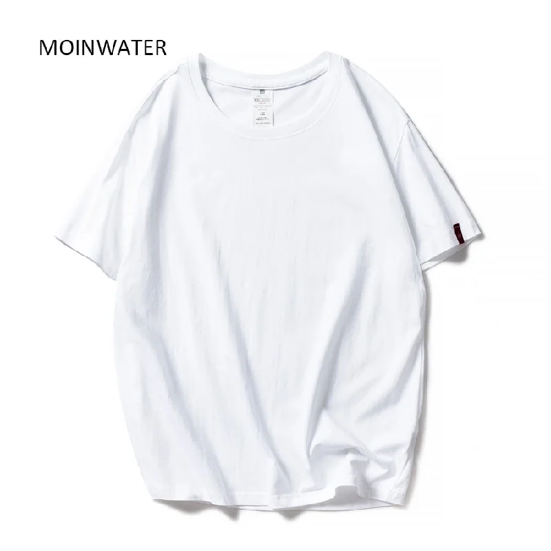 MOINWATER New Women Black White Tshirts Lady Solid Cotton Tees Short Sleeve T shirts Female Summer Tops for Woman  MT1901