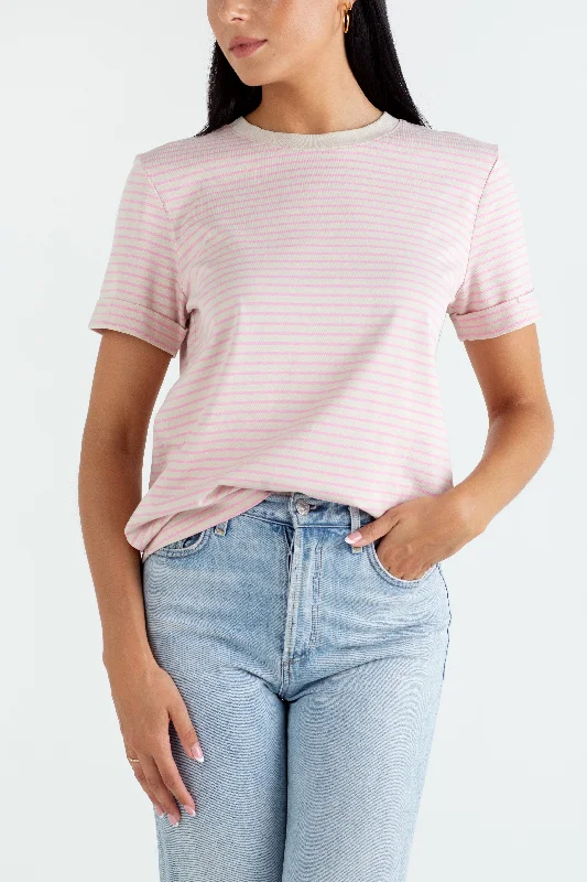 "The Anna" - Boyfriend T-shirt (Stripe Pink)