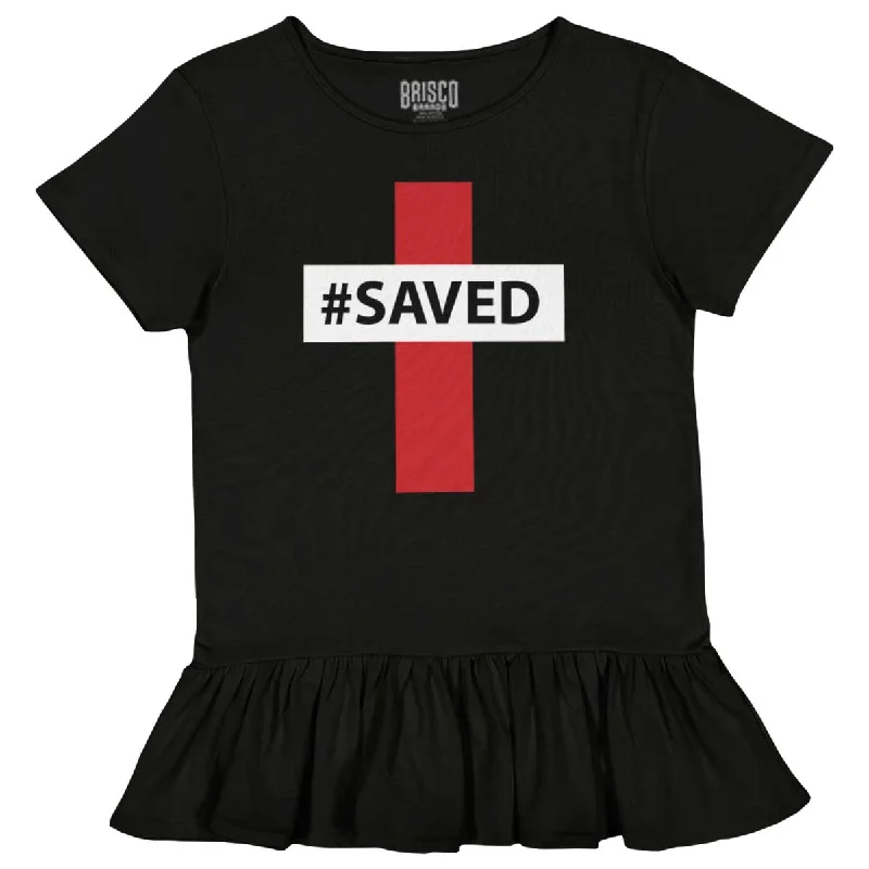 Hashtag Saved Toddler Ruffle Bottom T-shirt