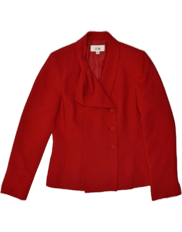 VINTAGE Womens 3 Button Blazer Jacket US 6 Medium Red Polyester