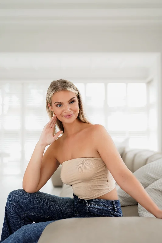 Bandeau stretch top beige - Cato Traditional Women's Wool